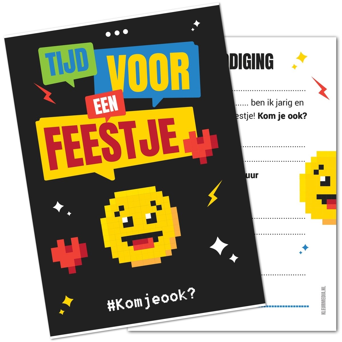 Uitnodiging kinderfeestje - 20 stuks - Emoji - Koning Spandoek Uitnodiging kinderfeestje - 20 stuks - Emoji