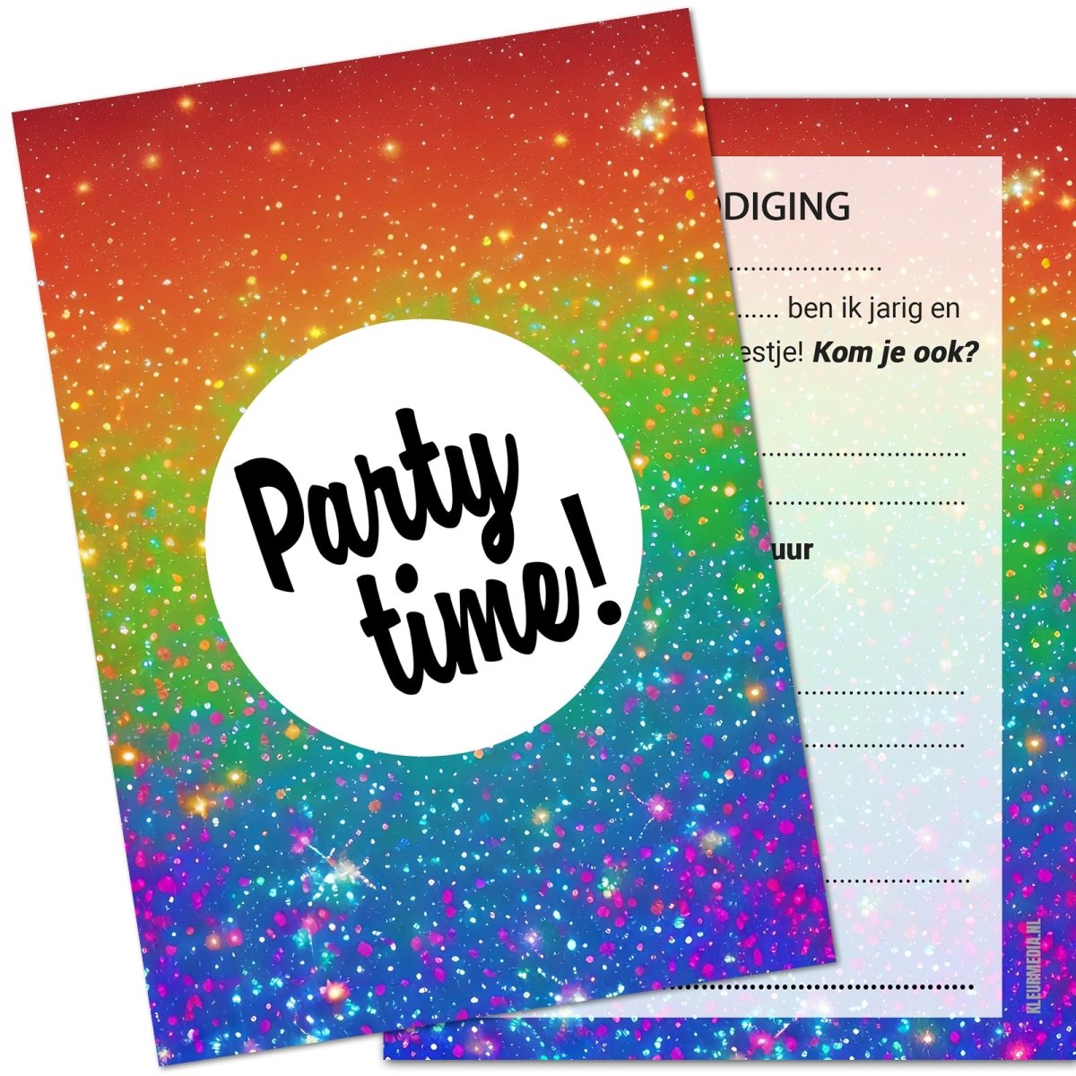 Uitnodiging kinderfeestje - 20 stuks - Glitter - Koning Spandoek Uitnodiging kinderfeestje - 20 stuks - Glitter