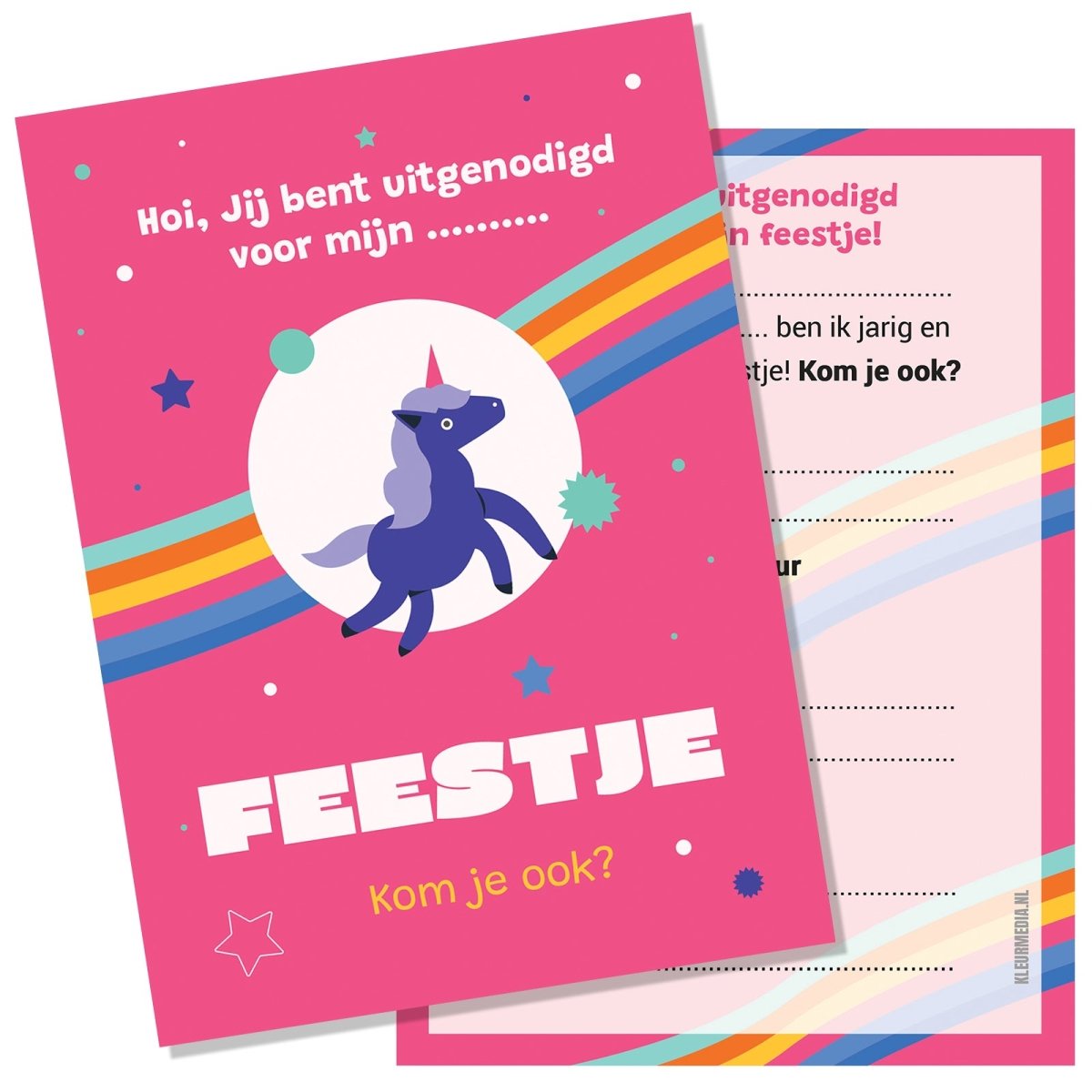 Uitnodiging kinderfeestje - 20 stuks - Roze Pony - Koning Spandoek Uitnodiging kinderfeestje - 20 stuks - Roze Pony